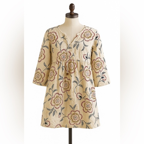 Women Madewell x Warm Cream Floral Tie-Neck Mini Dress (S) - Picture 3 of 8